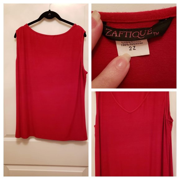 Red knit vee neck tank top - Picture 1 of 4